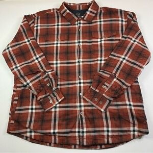 Wrangler ATG Shirt‎ Men's 2XL All Terrain Gear Orange Plaid Flannel Long Sleeve